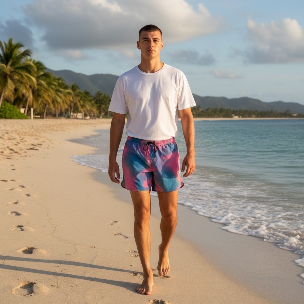 Legends Luka Shorts‎ Mens XXL Blue Pink Ombre Tie Dye Athletic Swim 6.5 Inseam